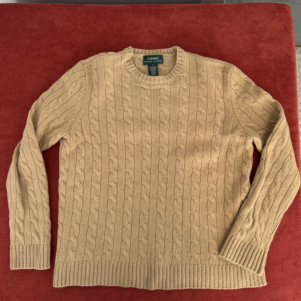 Ralph Lauren cableknit merino cashmere crewneck sweater